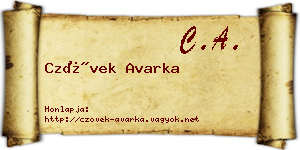 Czövek Avarka névjegykártya